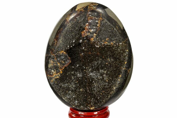 Septarian Dragon Egg Geode - Black Crystals #118735
